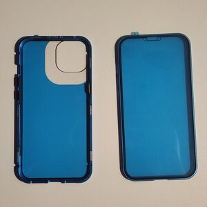 Iphone 13 Clear with Blue Trim Magnetic Protective Phone Case